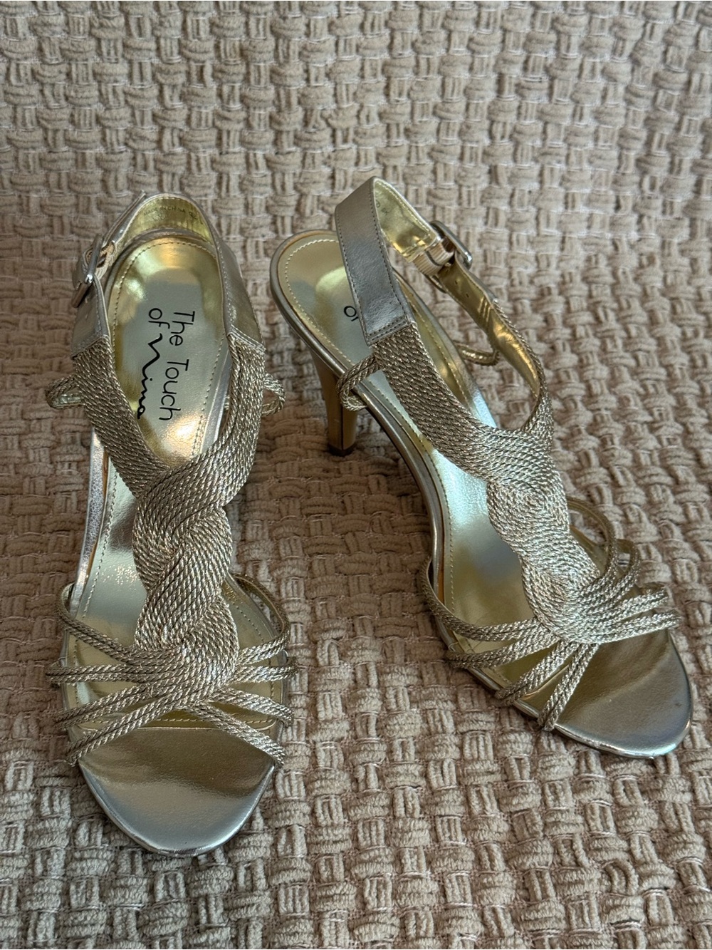 Nina Gold Braided Slingback Heels